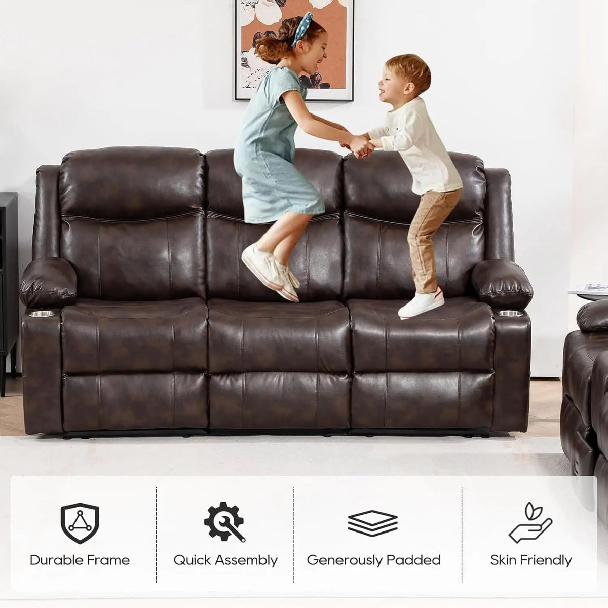 Brown Recliner Sofa Set With Massage And Heat 2 Piece - Get it from Bo