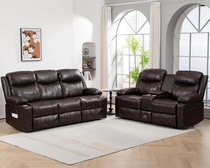 Brown Recliner Sofa Set With Massage And Heat 2 Piece - Get it from Bo