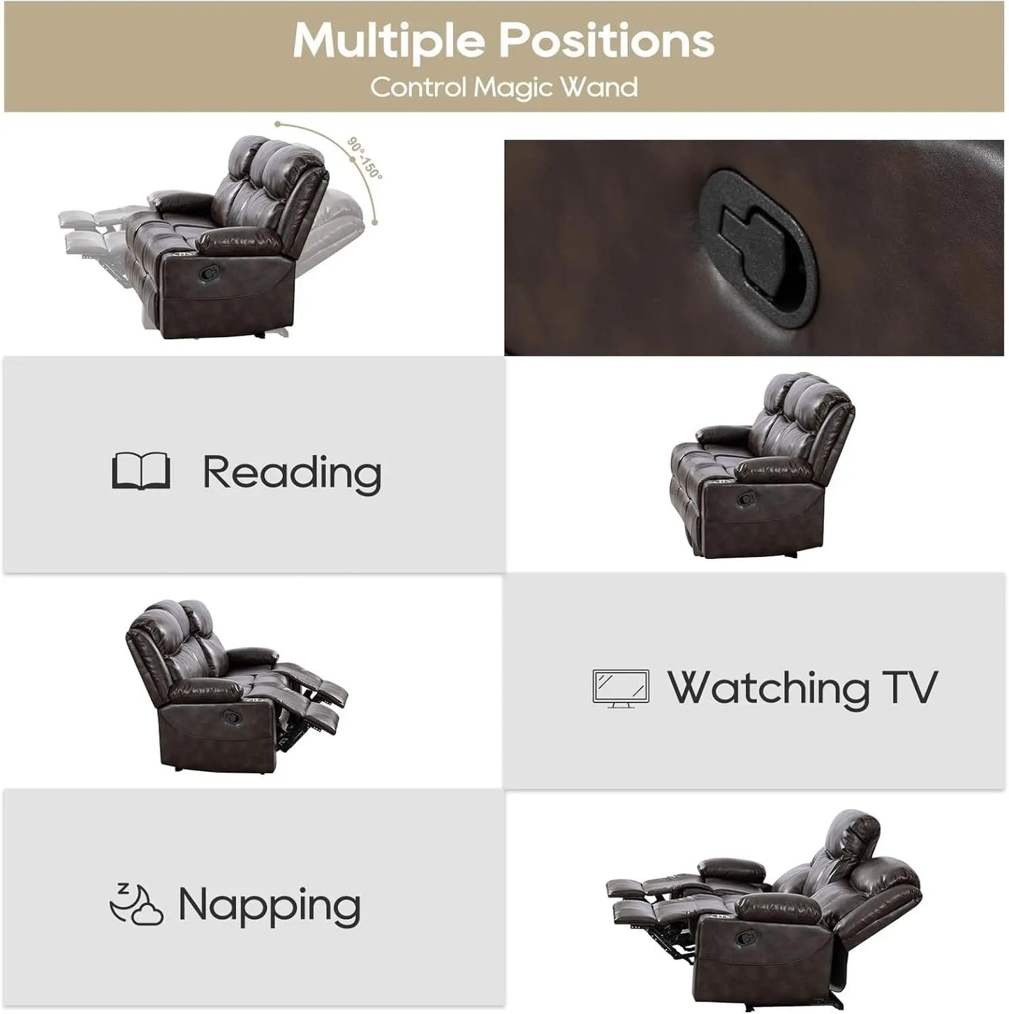 Brown Recliner Sofa Set With Massage And Heat 2 Piece - Get it from Bo