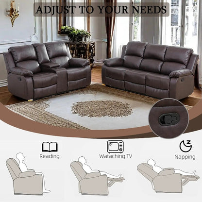 Brown Recliner Sofa With Pull Down Table Two Piece Set - Get it from Bo