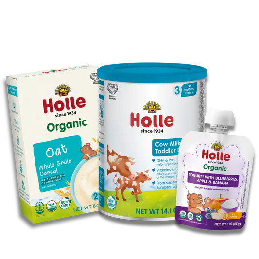 Classic Cow Breakfast Bundle: Cow Milk, Oat, Blueberries, Apple & Banana Yogurt Holle USA