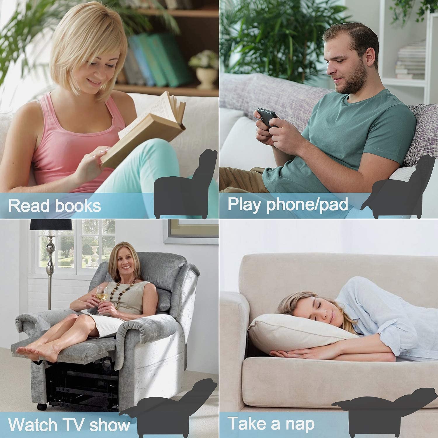 Massage Recliner Chair Brown PU Leather Adjustable ShipItFurniture