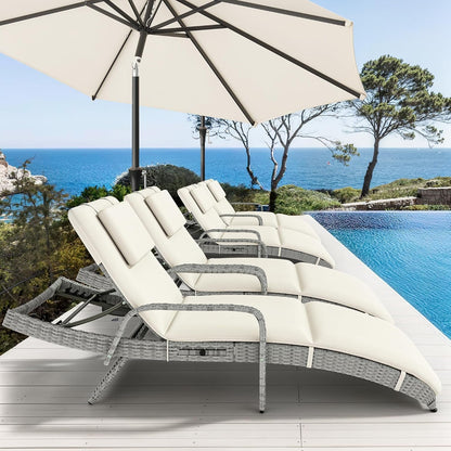 Outdoor Wicker Lounge Chair Set with Adjustable Backrest ShipItFurniture