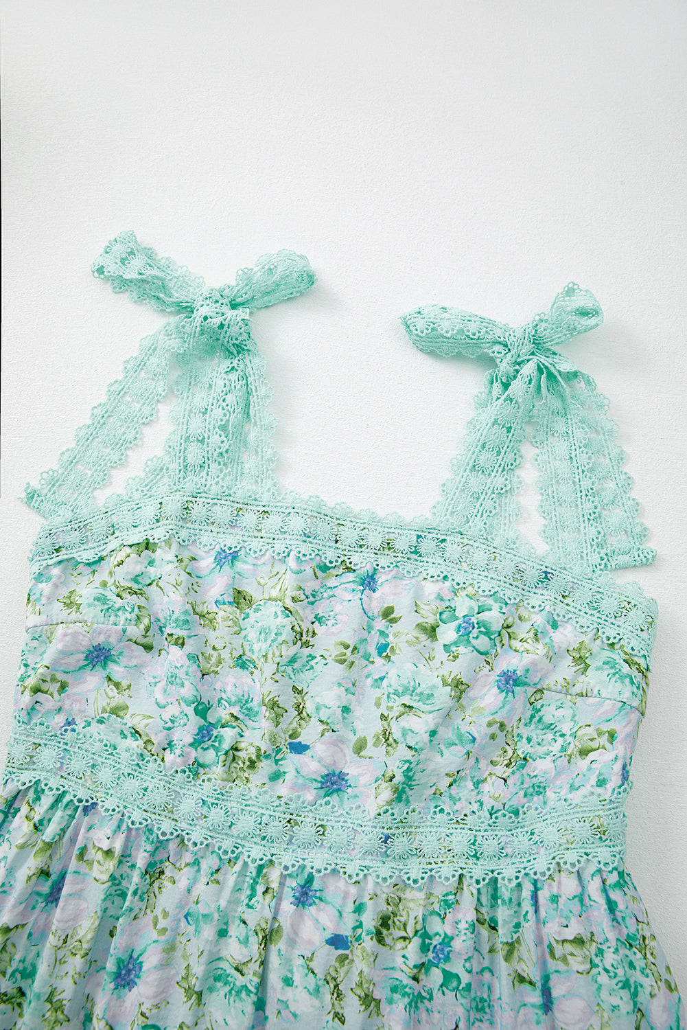 Ashlyn Floral Lace Tied Strap Empire Waist Maxi Dress