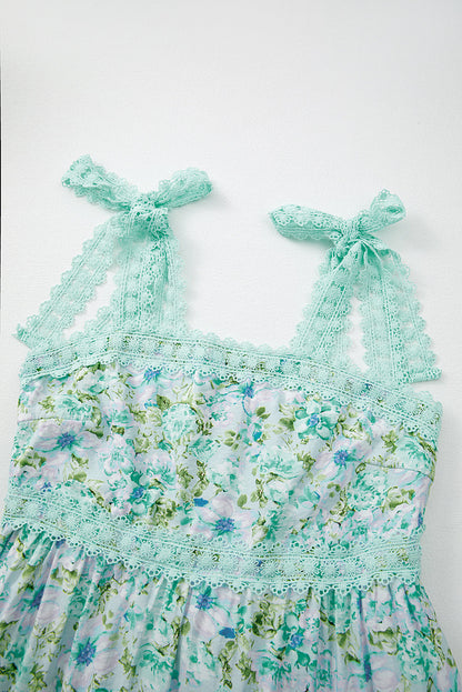 Ashlyn Floral Lace Tied Strap Empire Waist Maxi Dress