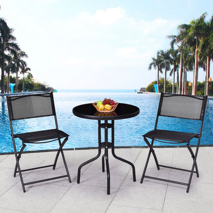 3 Pieces Folding Bistro Table Chairs Set for Indoor and Outdoor ShipItFurniture