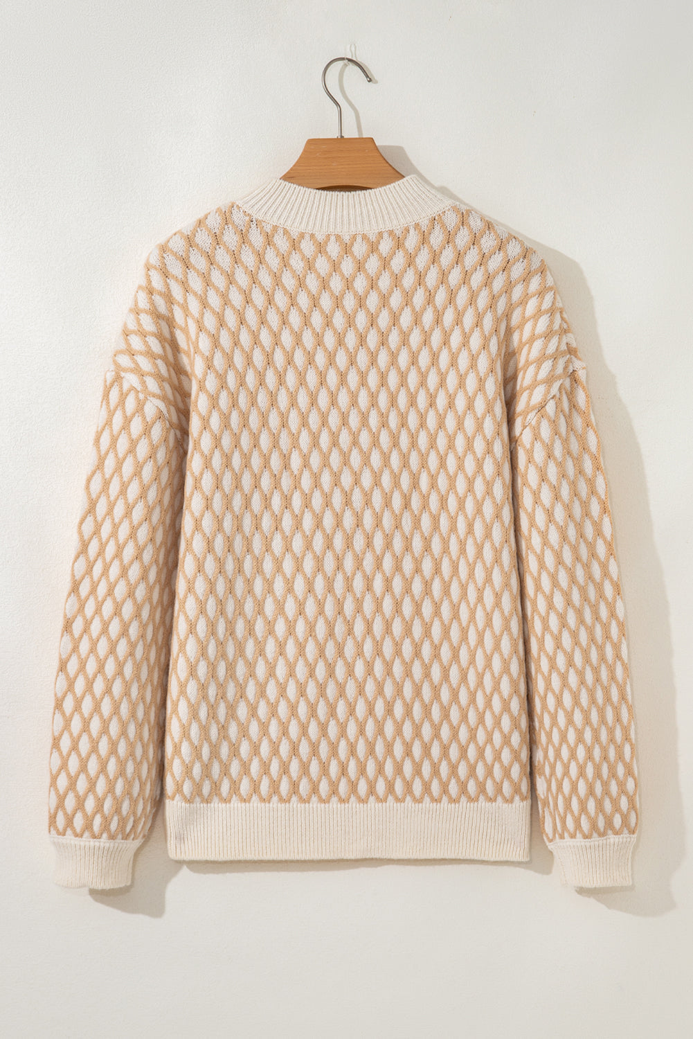 Ximena Rhombus Textured Knit Sweater Threaded Pear