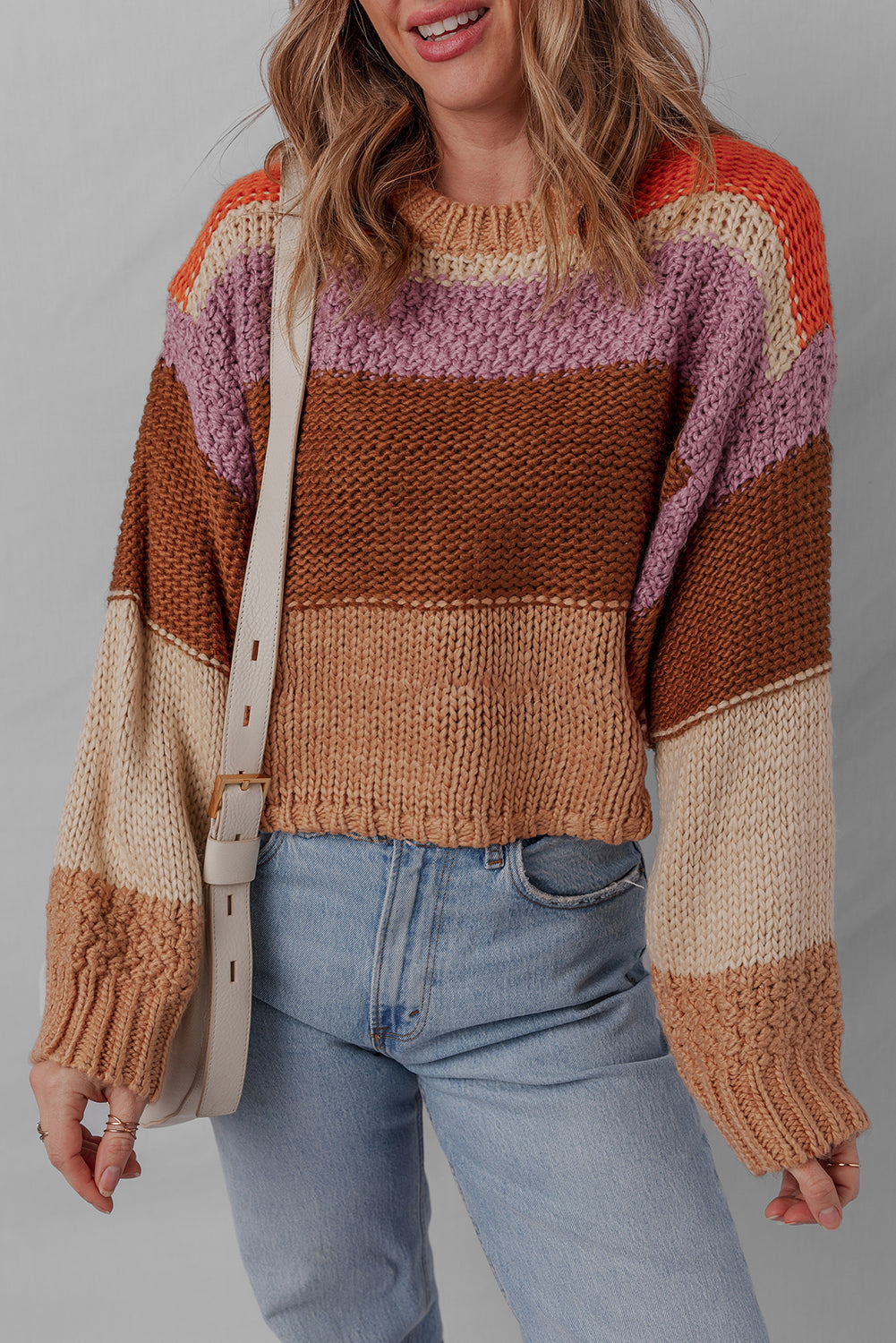 Lydia Cropped Knitted Sweater Threaded Pear