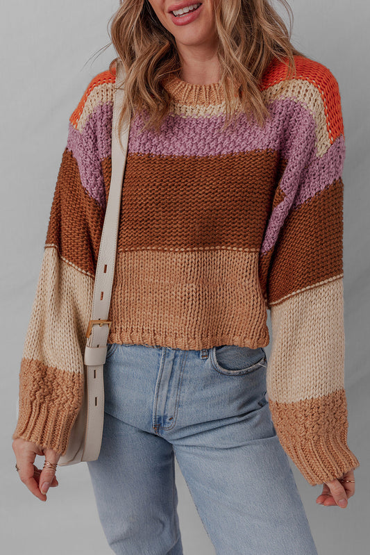 Lydia Cropped Knitted Sweater Threaded Pear