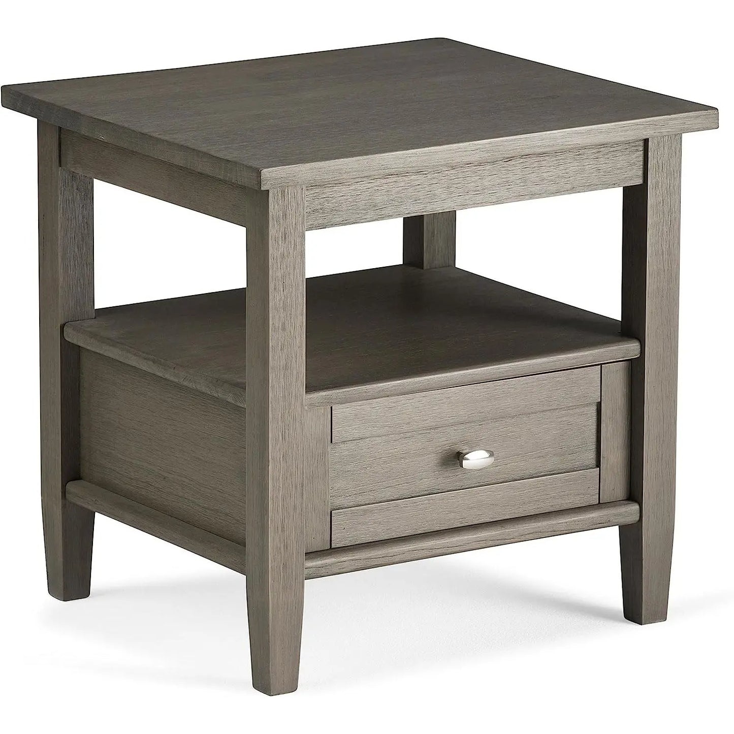 Solid Wood Rectangle End Table With Drawer Farmhouse Grey-1