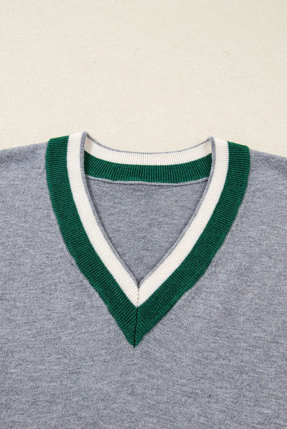 Scarlett Striped Trim Varsity Sweater