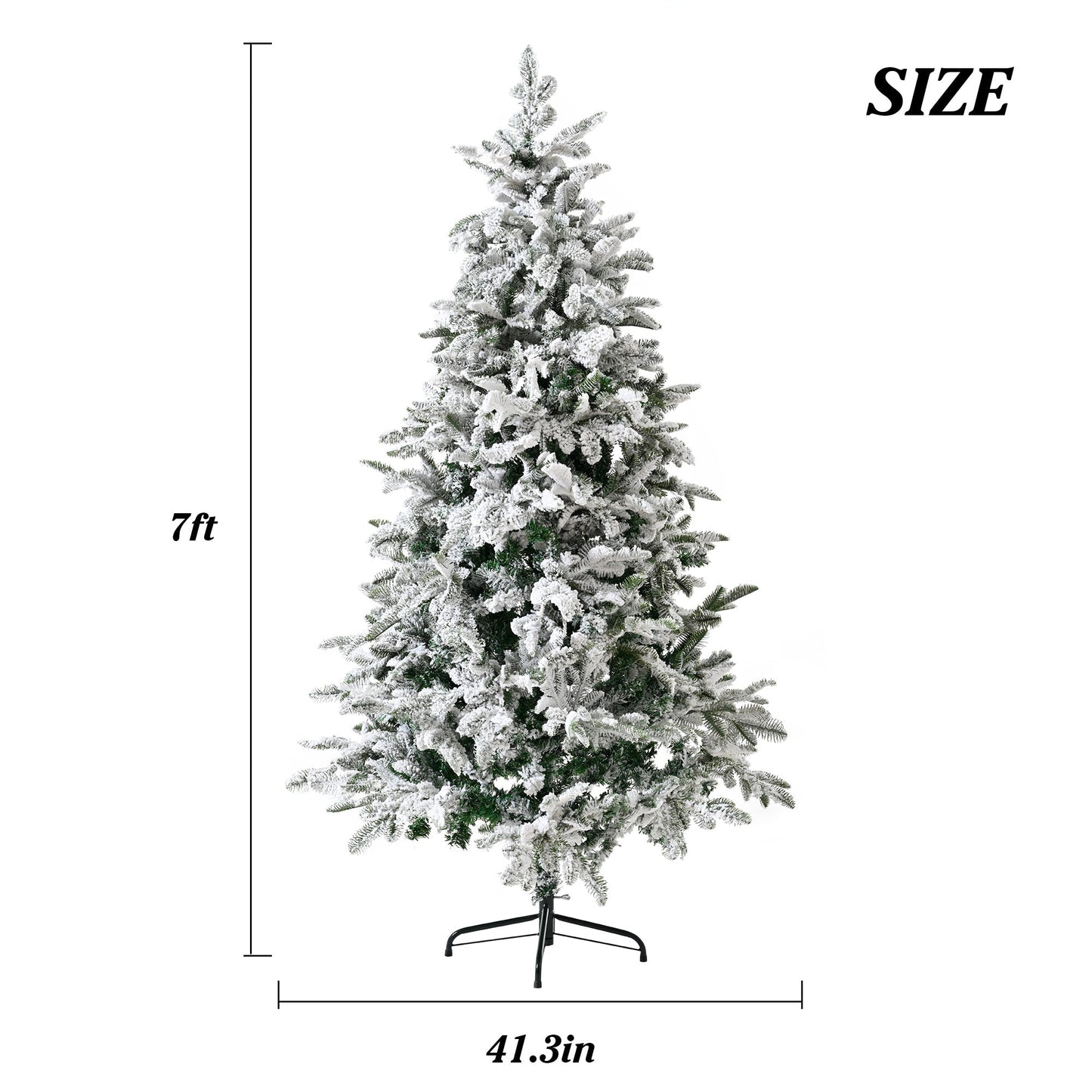 Unlit 7FT Snowy PE PVC Mixed Christmas Tree with Full Branch Tips in Sangria Beech