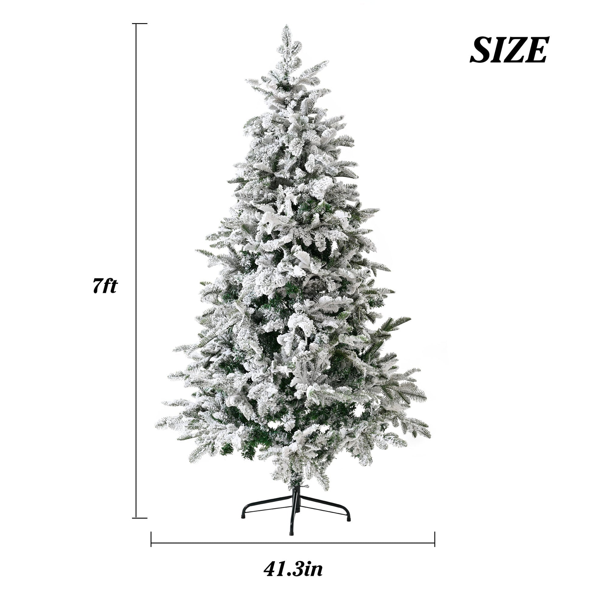 Unlit 7FT Snowy PE PVC Mixed Christmas Tree with Full Branch Tips in Sangria Beech