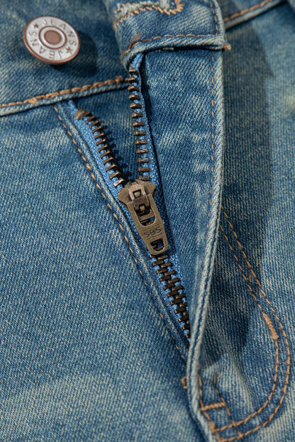 Amyra Double Button Patch Pocket Flare Leg Jeans