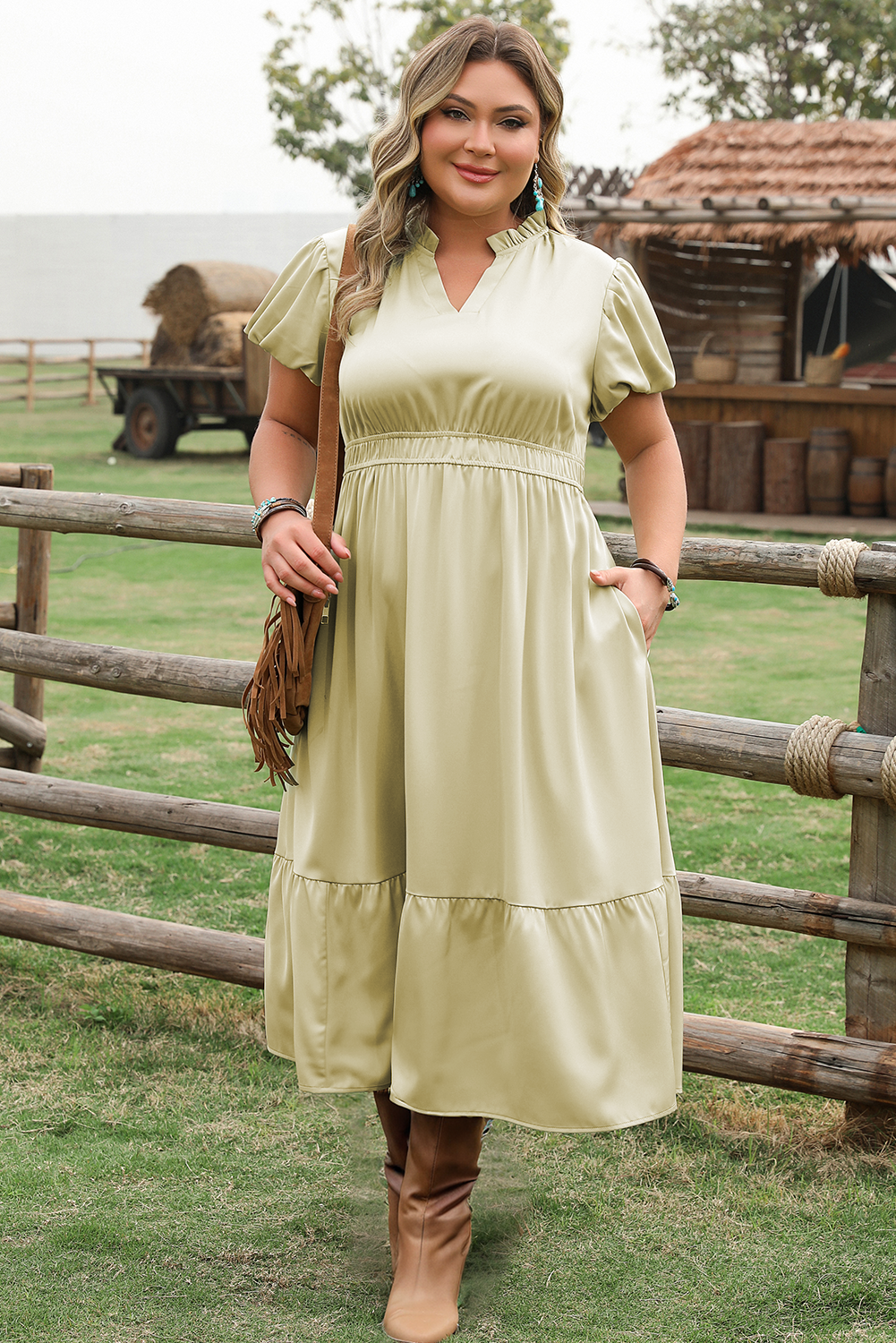 Leia Plus Size Notched V Neck Maxi Dress - Get it from Bo