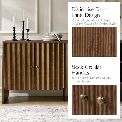 63 Inch Walnut Sideboard With Storage Cabinet Dining Room ShipItFurniture