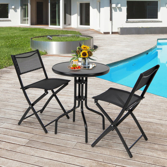 3 Pieces Folding Bistro Table Chairs Set for Indoor and Outdoor ShipItFurniture