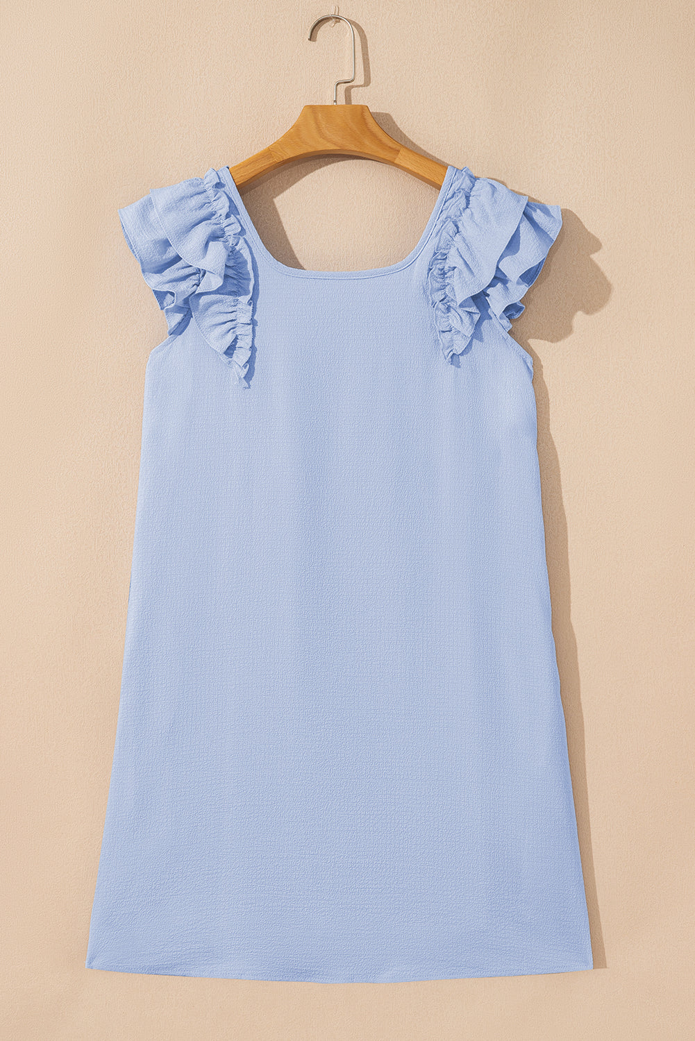 Abigail Textured Flutter Sleeve Bow Back Mini Dress Threaded Pear