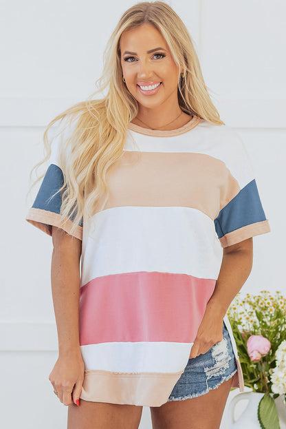 Kensley Patchwork Side Split Tunic Top