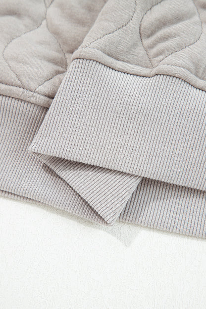 Gray Quilted Quarter Zip Plus Size Hoodie