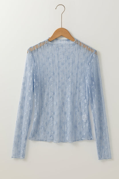 Adalynn Sheer Floral Lace Long Sleeve Top
