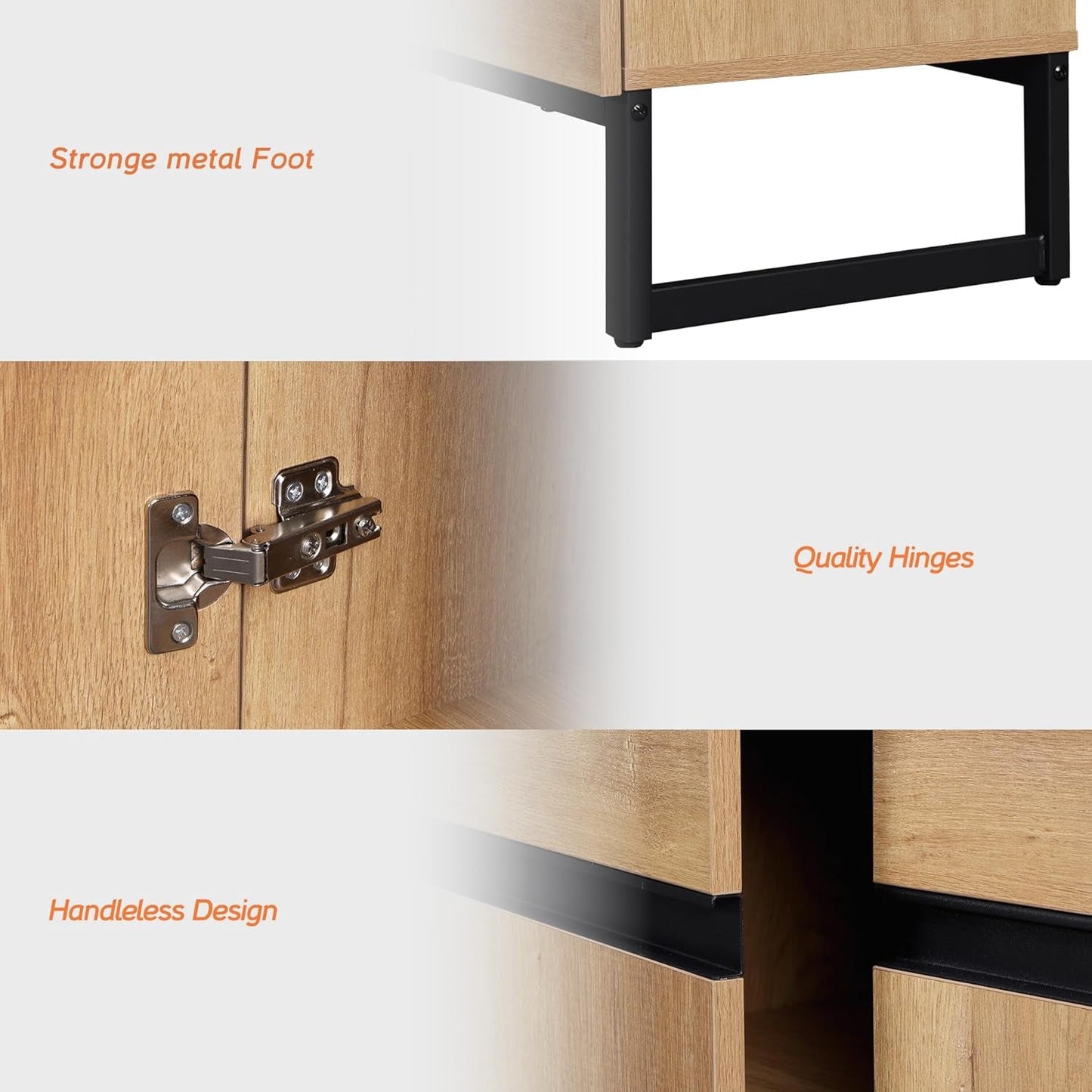 Oak TV Stand With Storage Cabinets For 110 Inch TV Modern Media Console