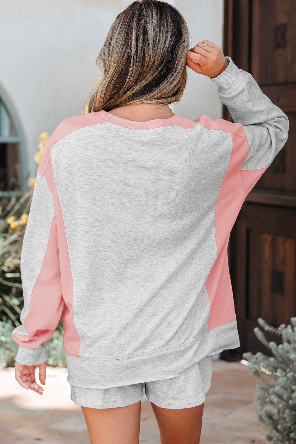 Charlie Raw Hem Pullover and Casual Shorts Set Threaded Pear