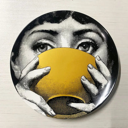 Ceramic Italian Face Hanging Plate Wall Decoration European Get it from Bo