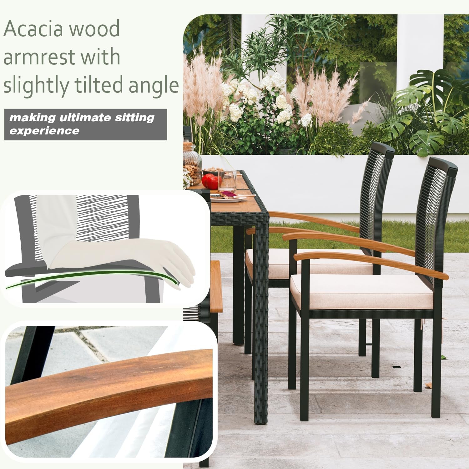 AERBUSKE 7 Pieces Outdoor Table and Chairs Set Outdoor Patio Furniture Set Wicker Patio Dining Sets for 6 Patio Table and Chairs Set Outdoor Furniture Set for Garden Yard Porch Poolside ShipItFurniture