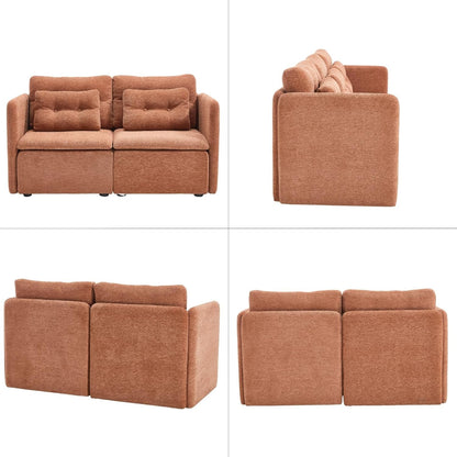 56 Inches Wide Chenille Sectional Loveseat Espresso ShipItFurniture