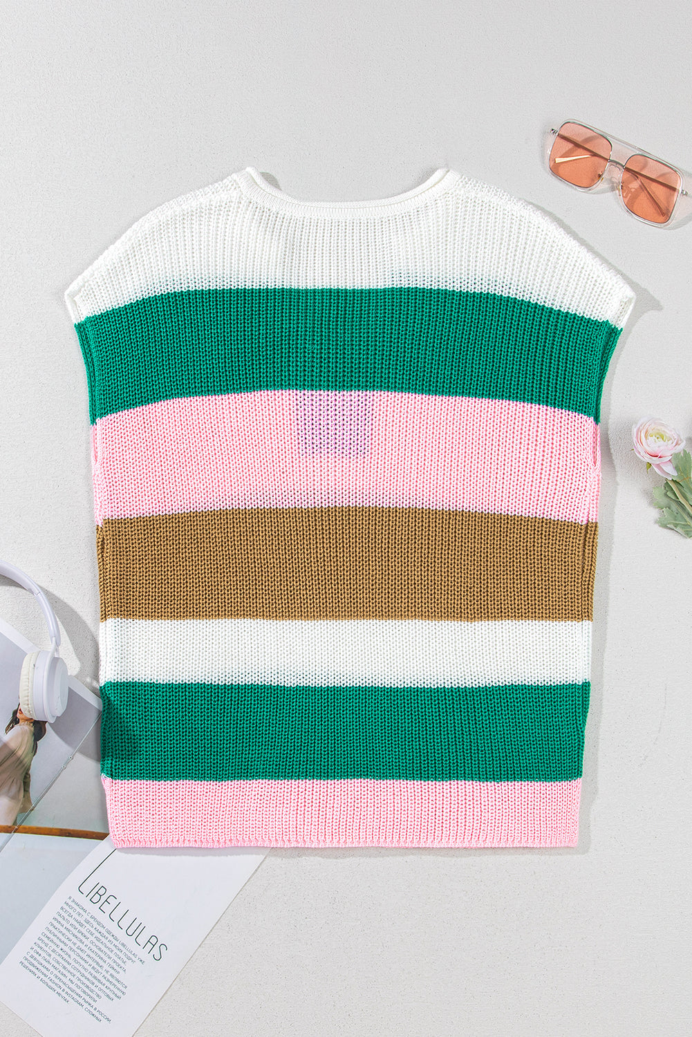 Elliot Color Block Notch V Neck Sweater Top