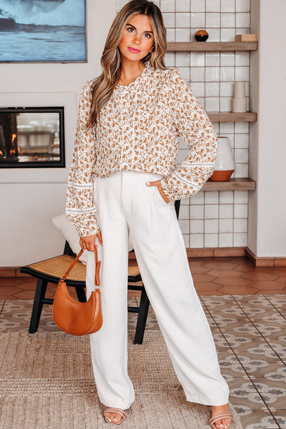 Melanie Lace Floral Puff Sleeve Top