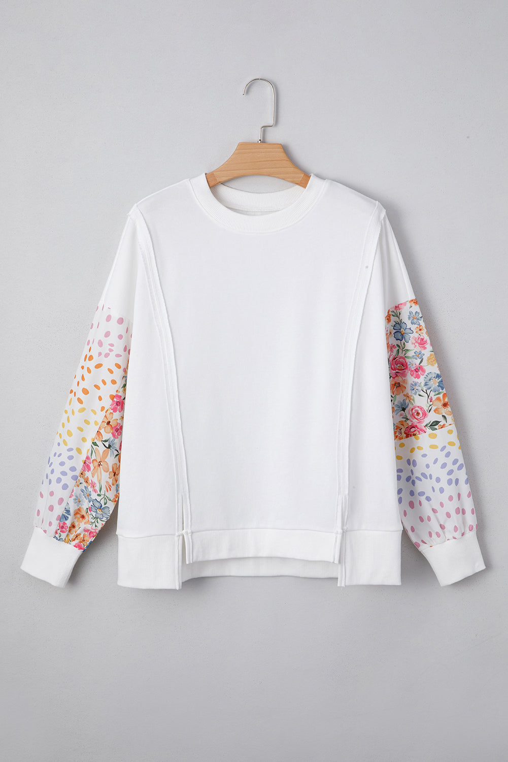 Raelynn Floral Patchwork Casual Sweatshirt Threaded Pear