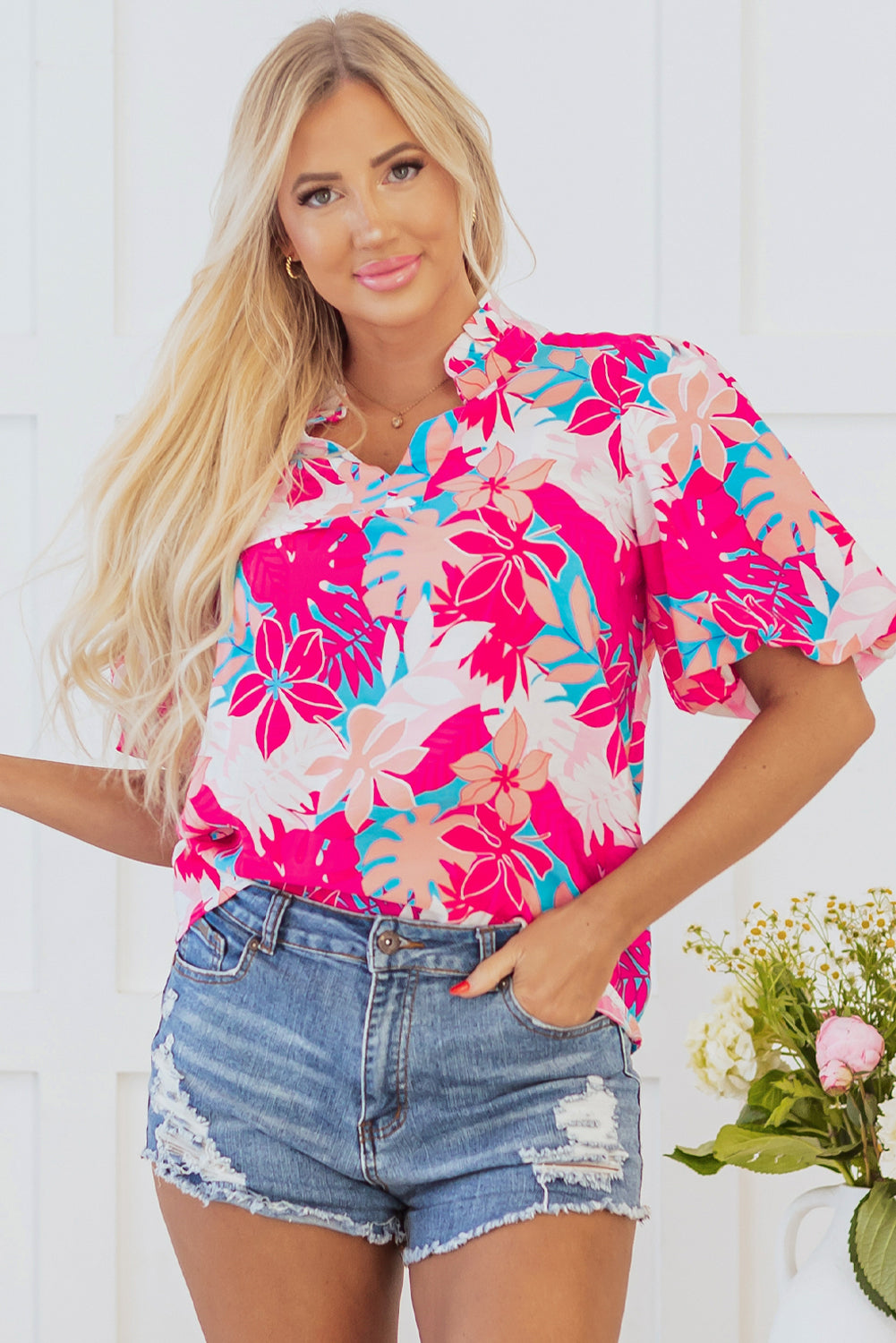 Karsyn V Neck Puff Sleeve Blouse