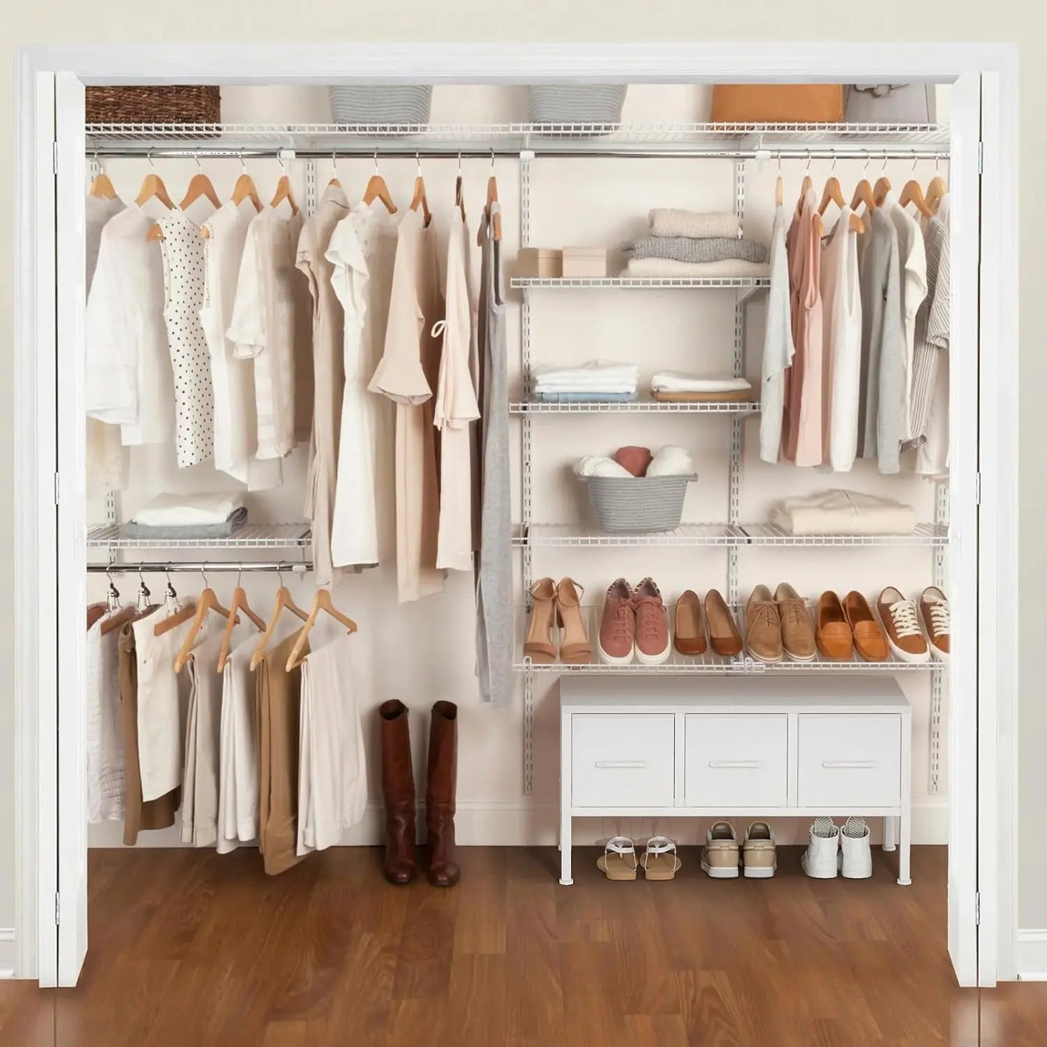 White Closet Storage Organizer With Fabric Drawers ShipItFurniture