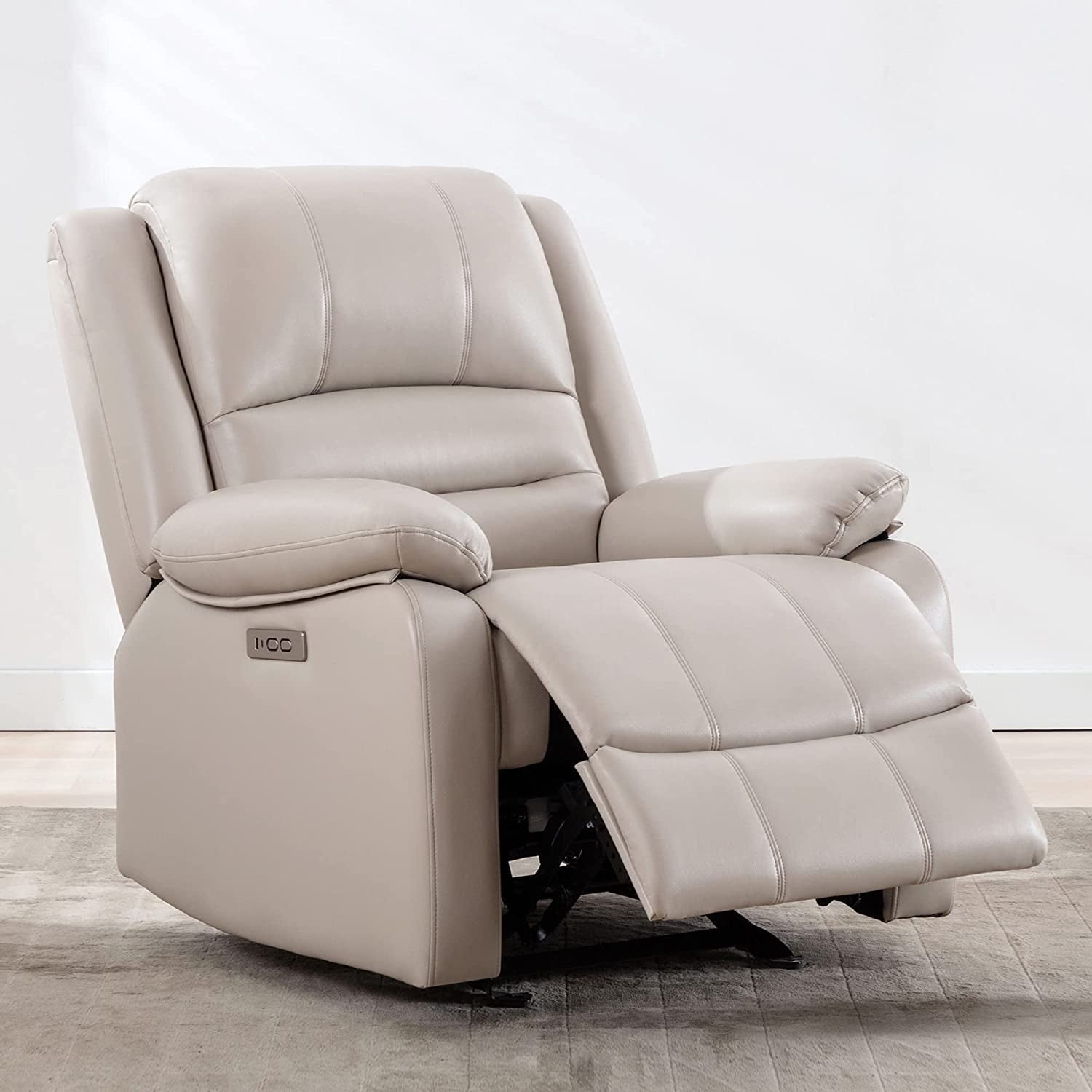 Electric Glider Recliner Chair With Power Recline Cream ShipItFurniture