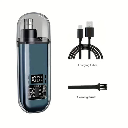 Portable Mini LED Display Nasal Hair Trimmer with Type-C Charging Versatile Compact Personal Grooming Tool