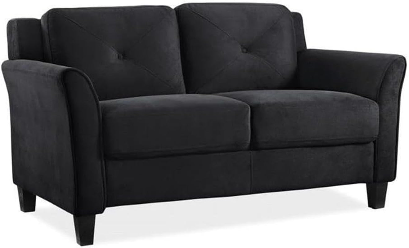 2 Piece Living Room Sofa And Loveseat Set In Black Microfiber Upholstery With 67.3 Inch Total Seat Width ShipItFurniture