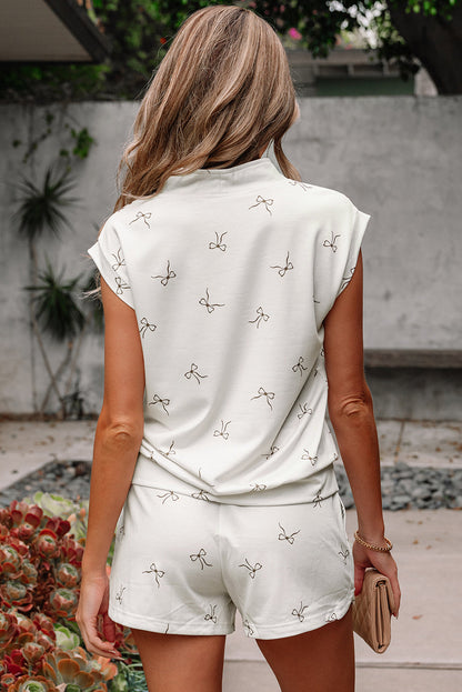 Gianna Bow Half Zip Tank and Shorts Set