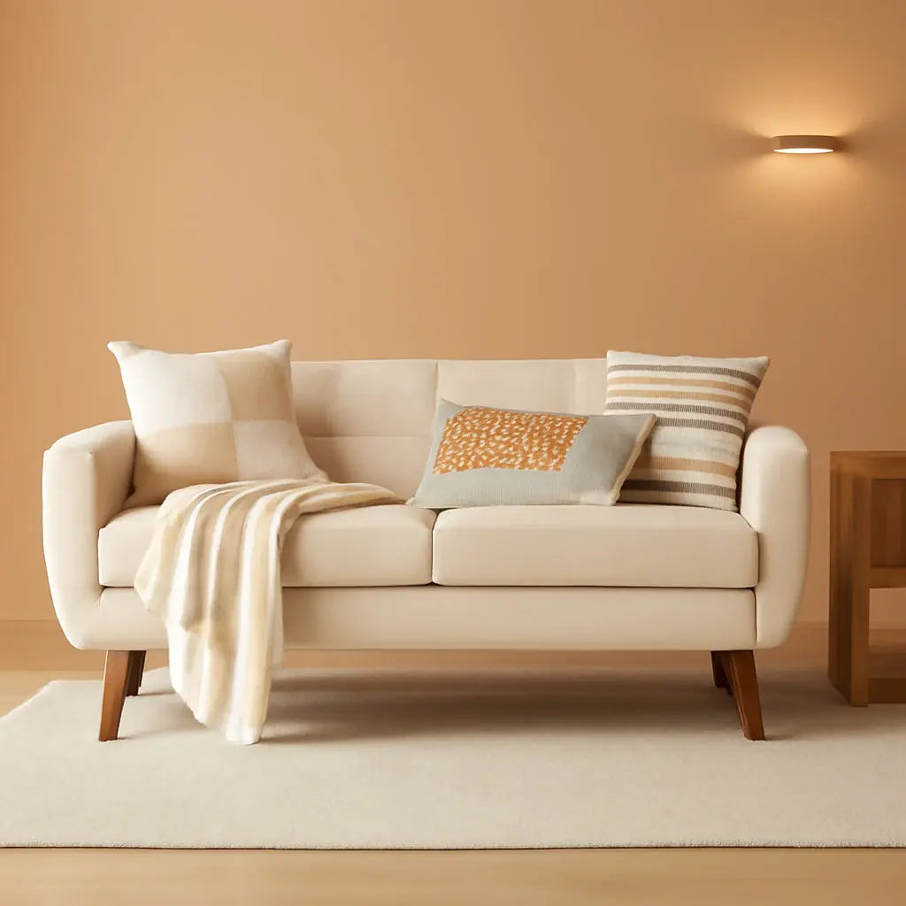 Modern Compact Beige Loveseat For Small Living Rooms ShipItFurniture