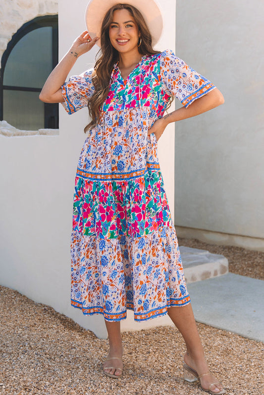 Siena Mixed Floral Short Sleeve Dress