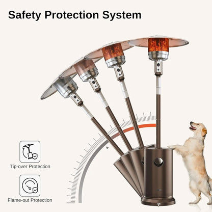 48,000 BTU Patio Heater for Outdoor Use with round Table Design, Double-Layer Stainless Steel Burner and Wheels, Outdoor Patio Heater for Home and Commercial, Bronze, 31.9" X 31.9" X 86.6"-3