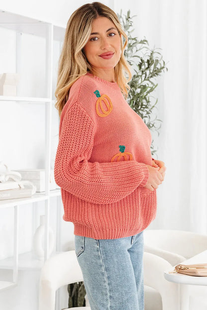 Kirahira Embroidered Thanksgiving Holiday Sweater