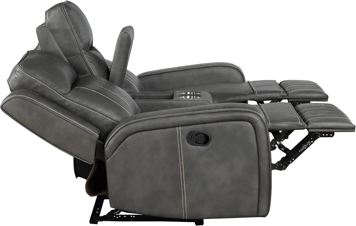Gray Faux Leather Reclining Loveseat With Manual Recline ShipItFurniture