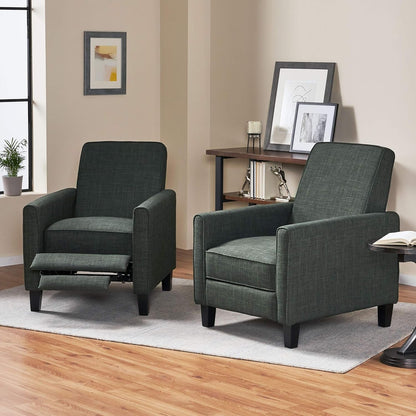 Emmie Fabric Recliner Set Of 2 Moss Gray Recliners ShipItFurniture