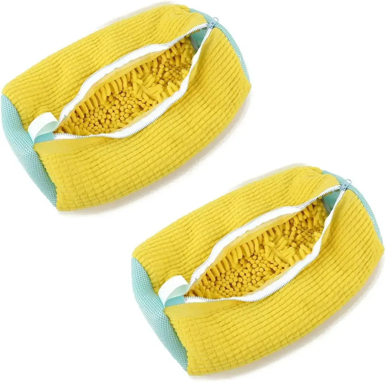 Fluffy Fiber Shoe Washing Bag 360° Surround Cleaning Reusable Durable Machine-Washable Laundry Bag with Zipper Closure (1pc)