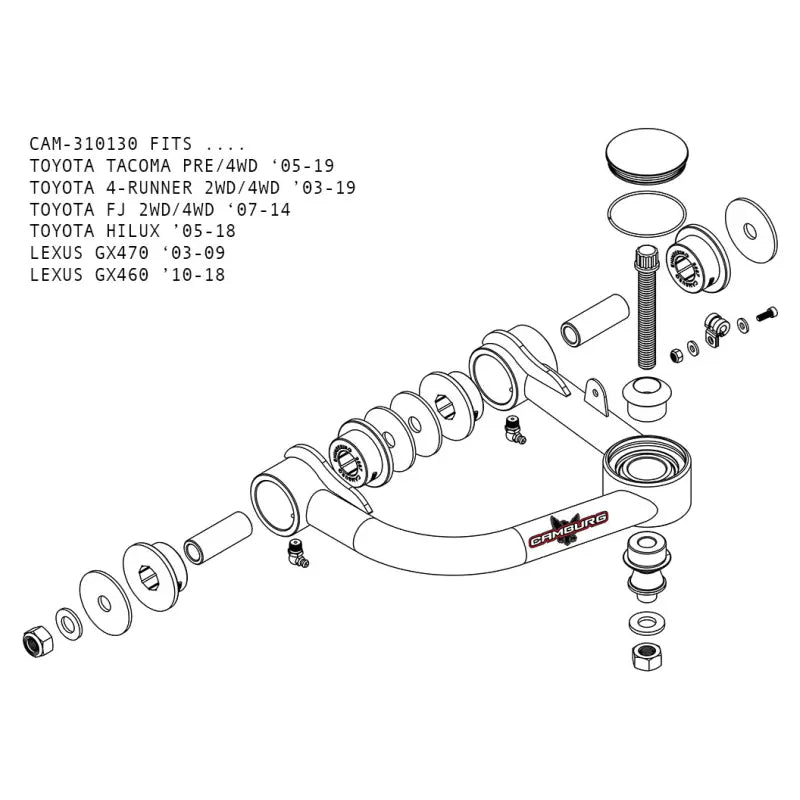 Camburg Toyota Tacoma Pre/4WD 05-23 / 4-Runner 03-23 / FJ 07-14 1.25in Uniball Upper Arms w/ covers - Get it from Bo
