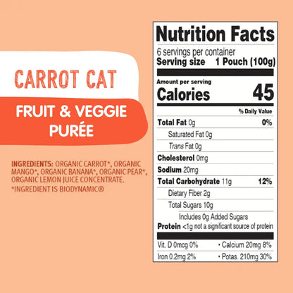 Holle Baby Food Pouches - Organic Fruit & Veggie Puree - Carrot Cat Holle USA