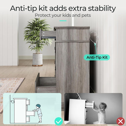 Grey 9-Drawer SolidWood Dresser For Bedroom Storage ShipItFurniture