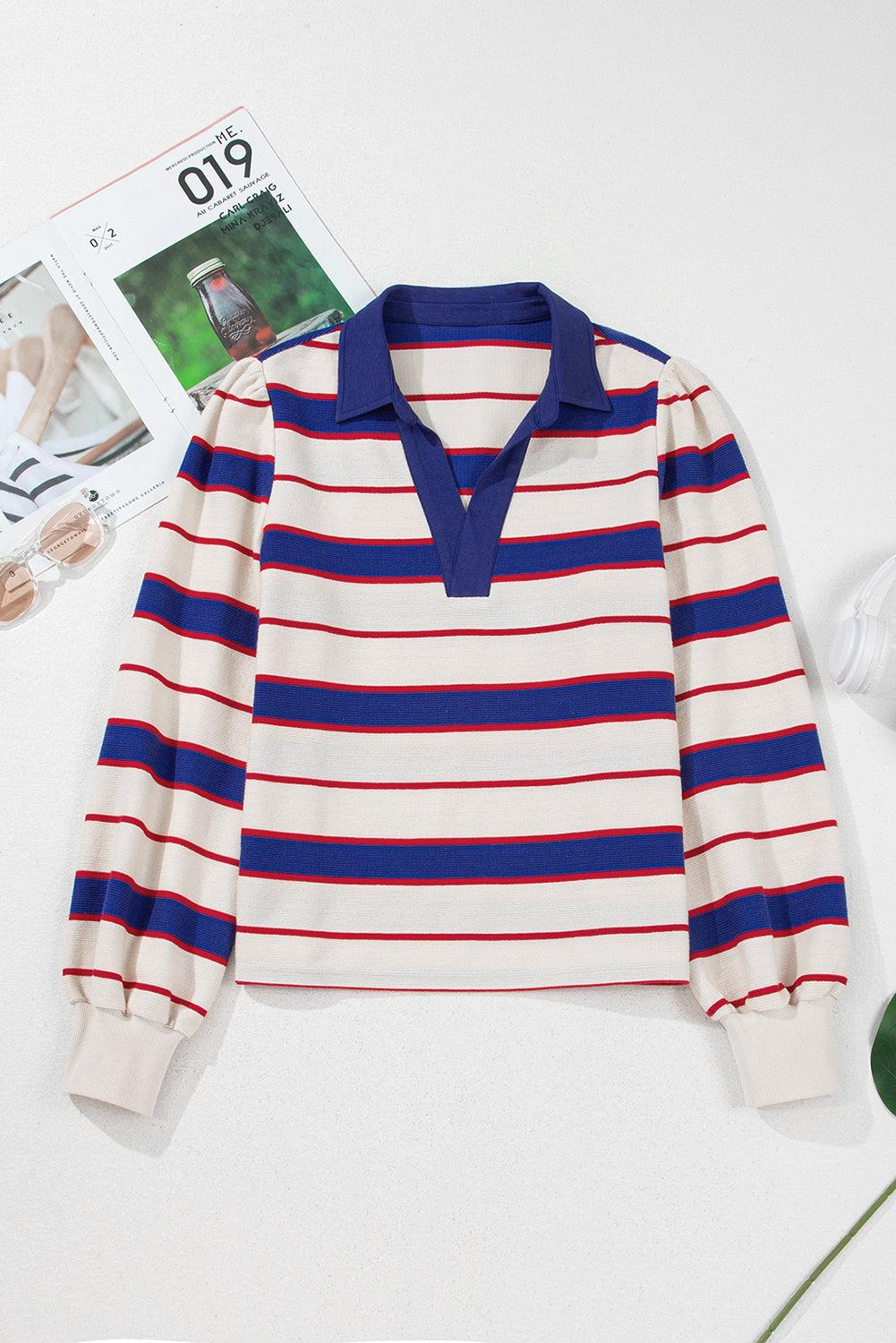 Genesis Stripe Polo Pullover Sweatshirt Threaded Pear